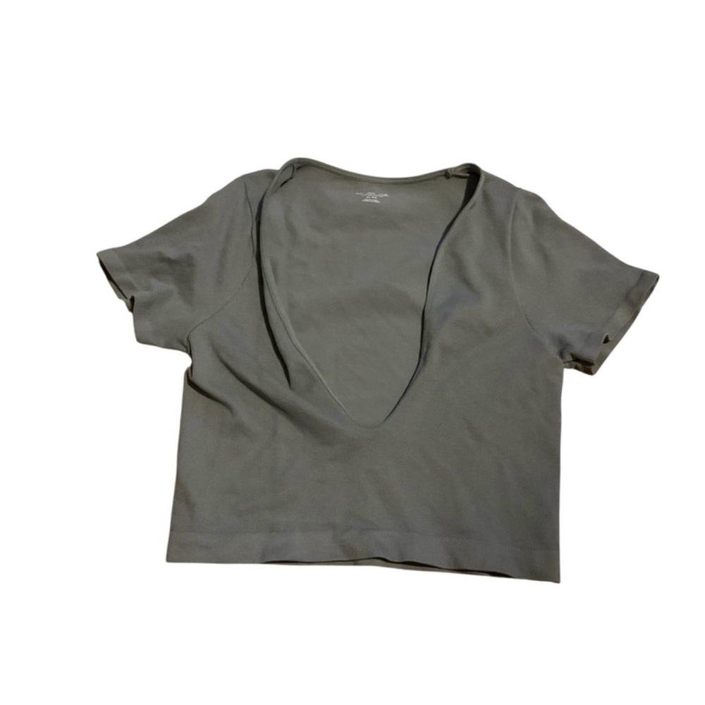 Urban outfitters out from under Gray deep V-Neck Short Sleeve Top